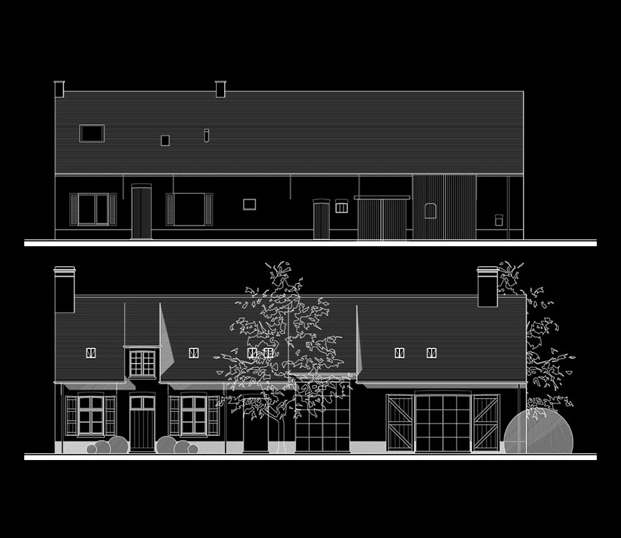 Voorgevel voor/na – Hoeve Zuiddamme 29 – Oedelem (Beernem)